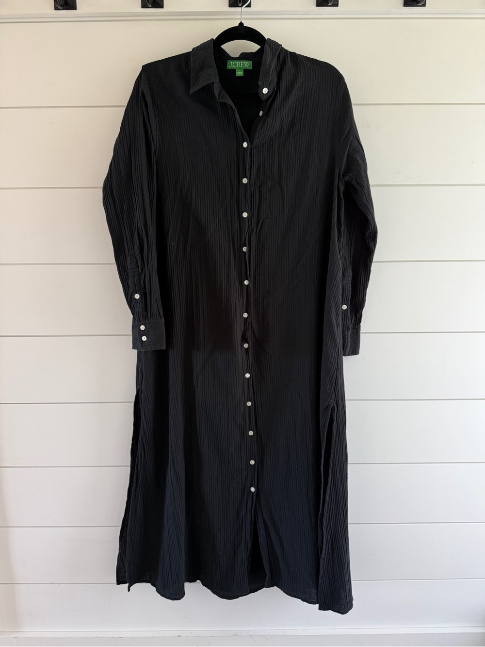 J. Crew Black Long Button-Front Shirt Dress